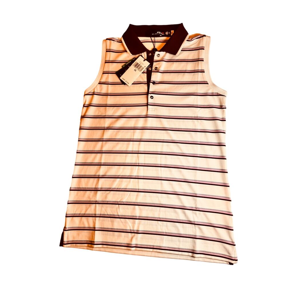 New RLX Ralph Lauren Golf Tennis Women's Sleeveless 1/4 Snap Polo Shirt XS
